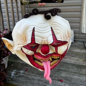 Snake tongue evil clown mask Adult Women’s Men’s Size OS White and Red